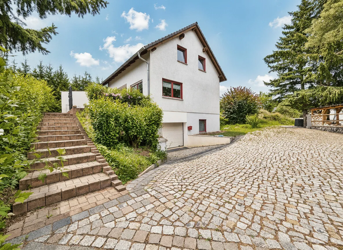Blick auf Haus