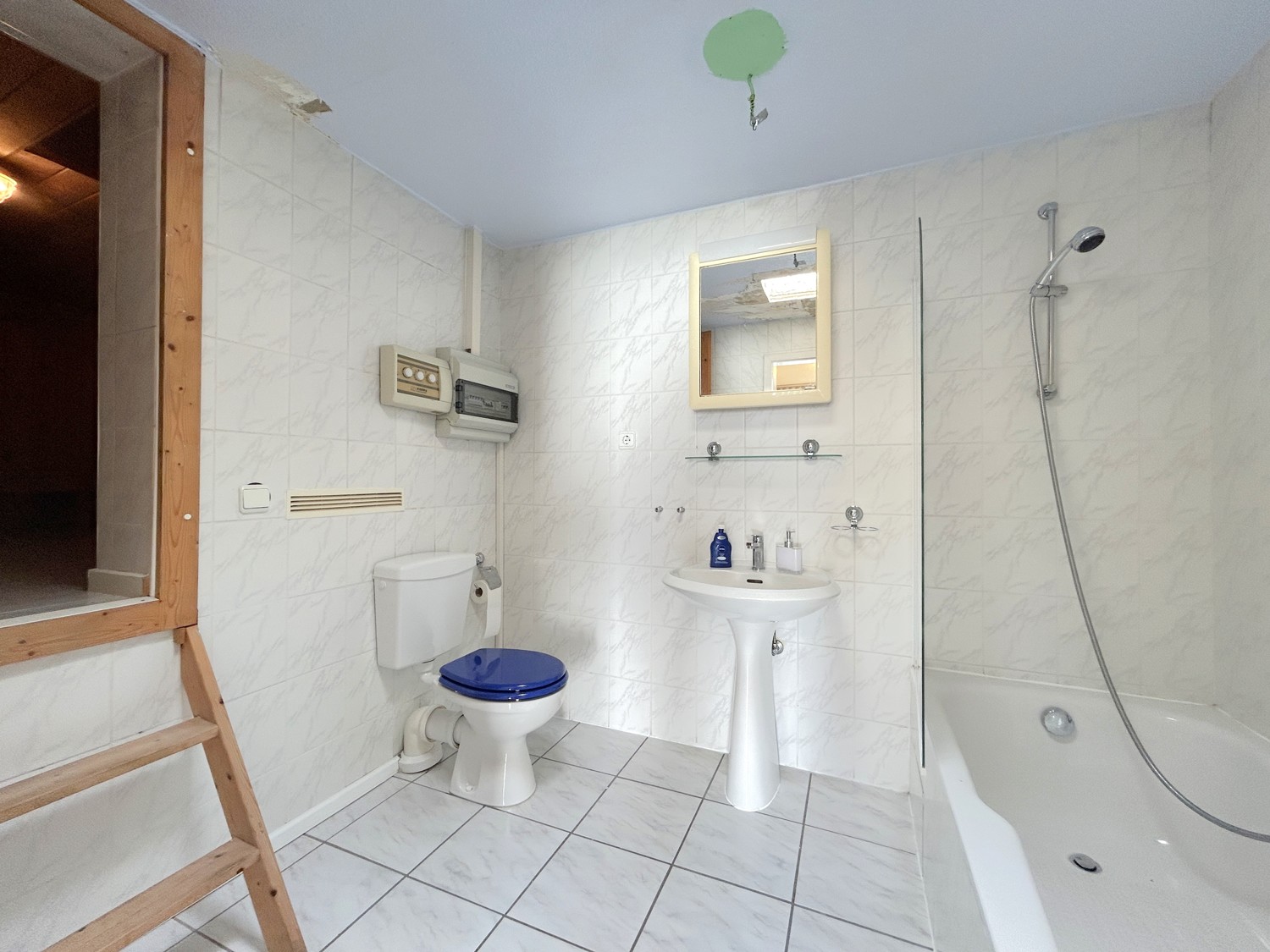 Badezimmer mit Dusche und Sauna in der Einliegerwohnung