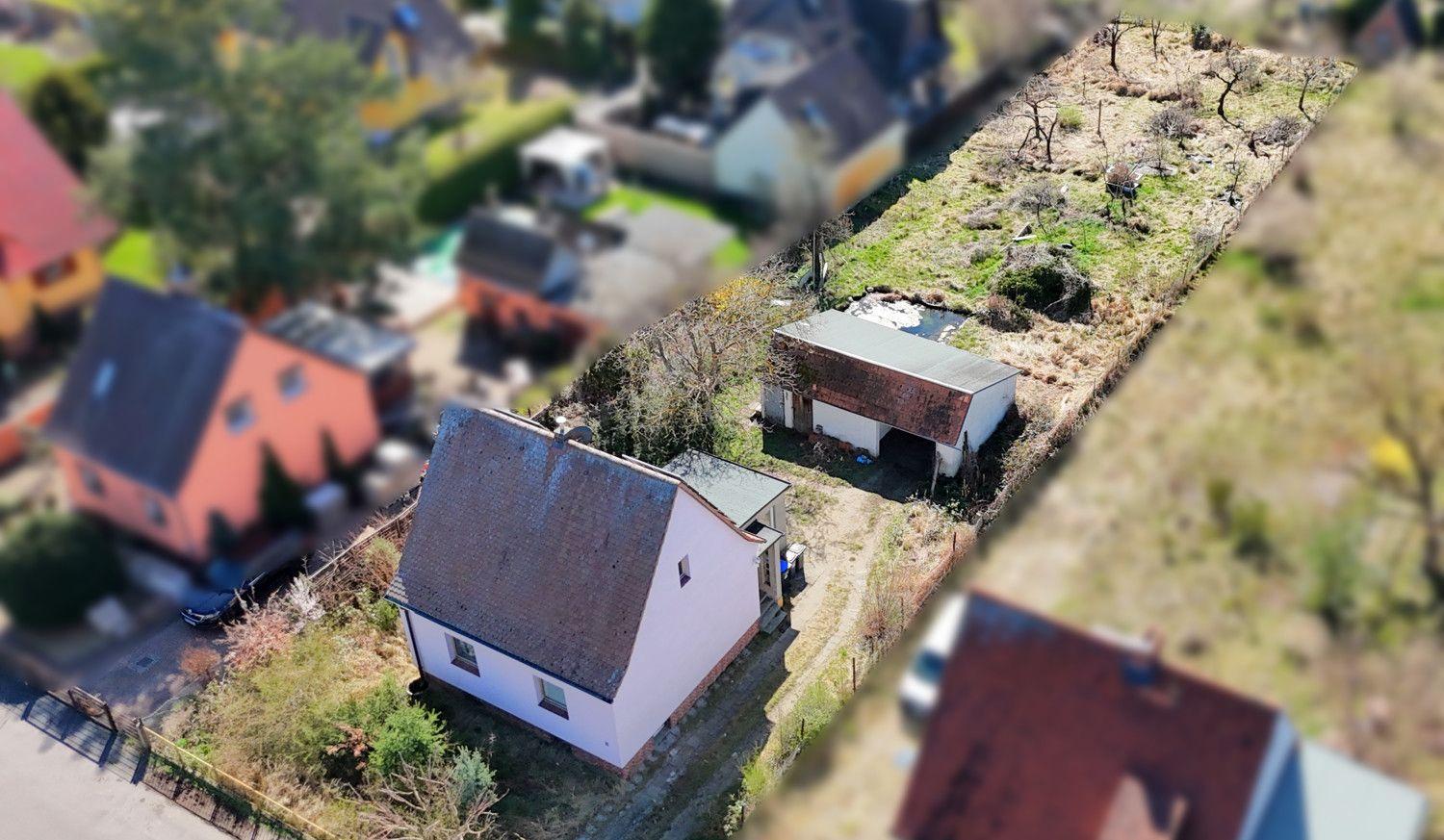 Kleines Einfamileinhaus aus der Vogelperspektive