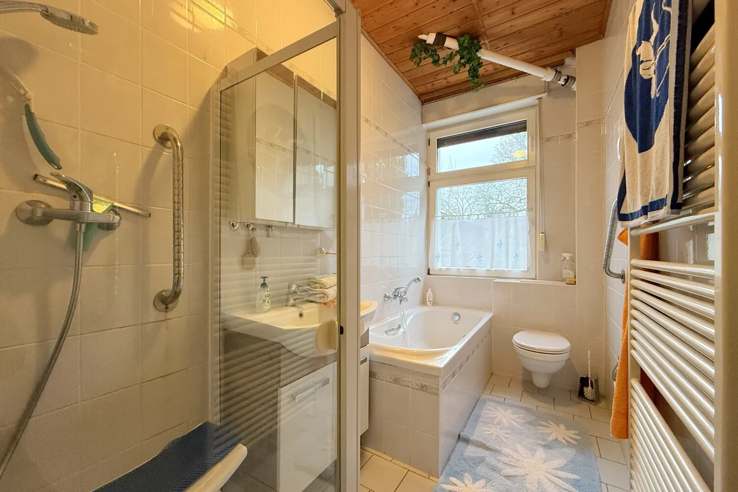 Badezimmer mit Dusche und Badewanne (WE 1)