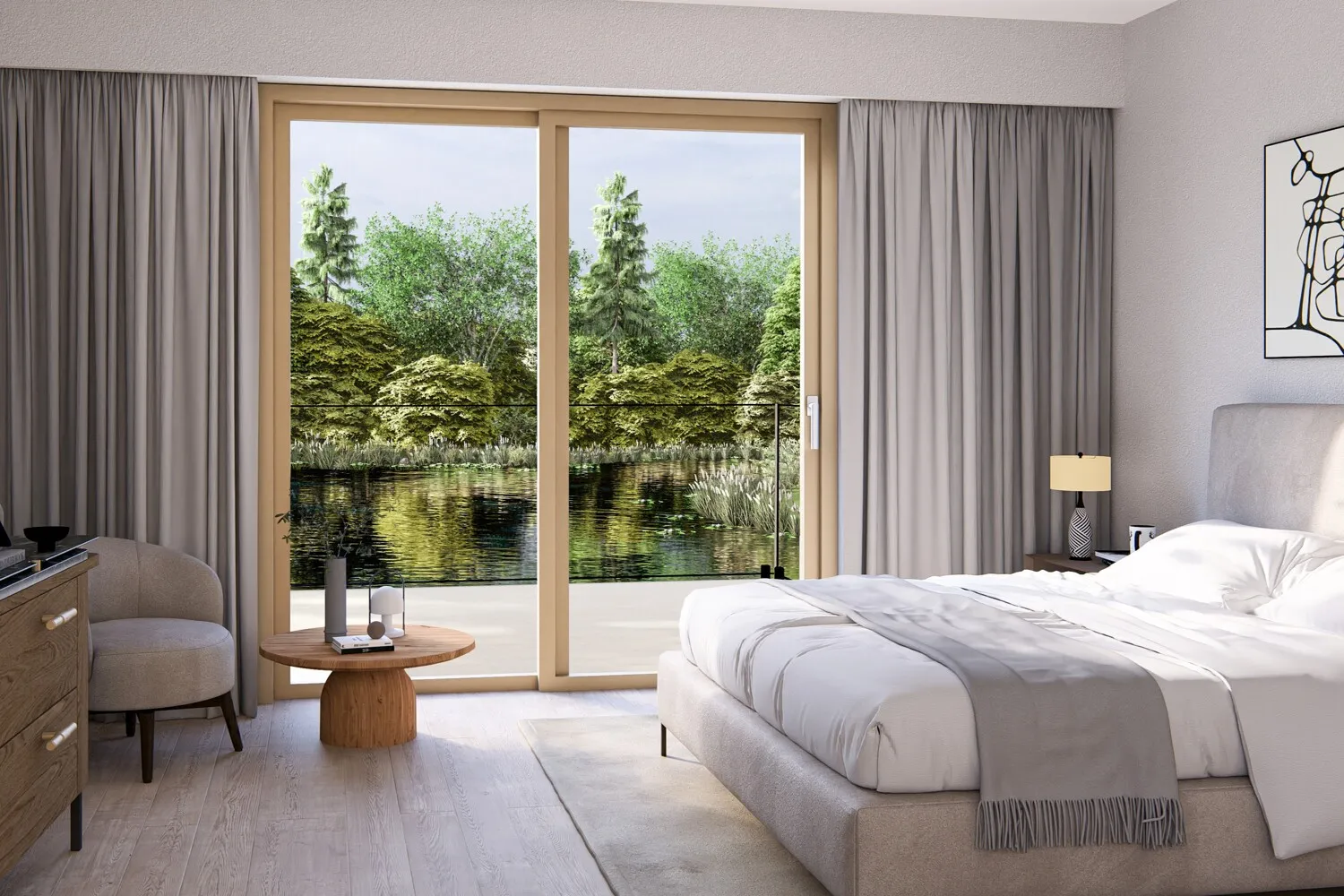 Schlafzimmer mit bodentiefen Fenster (Projektierung)