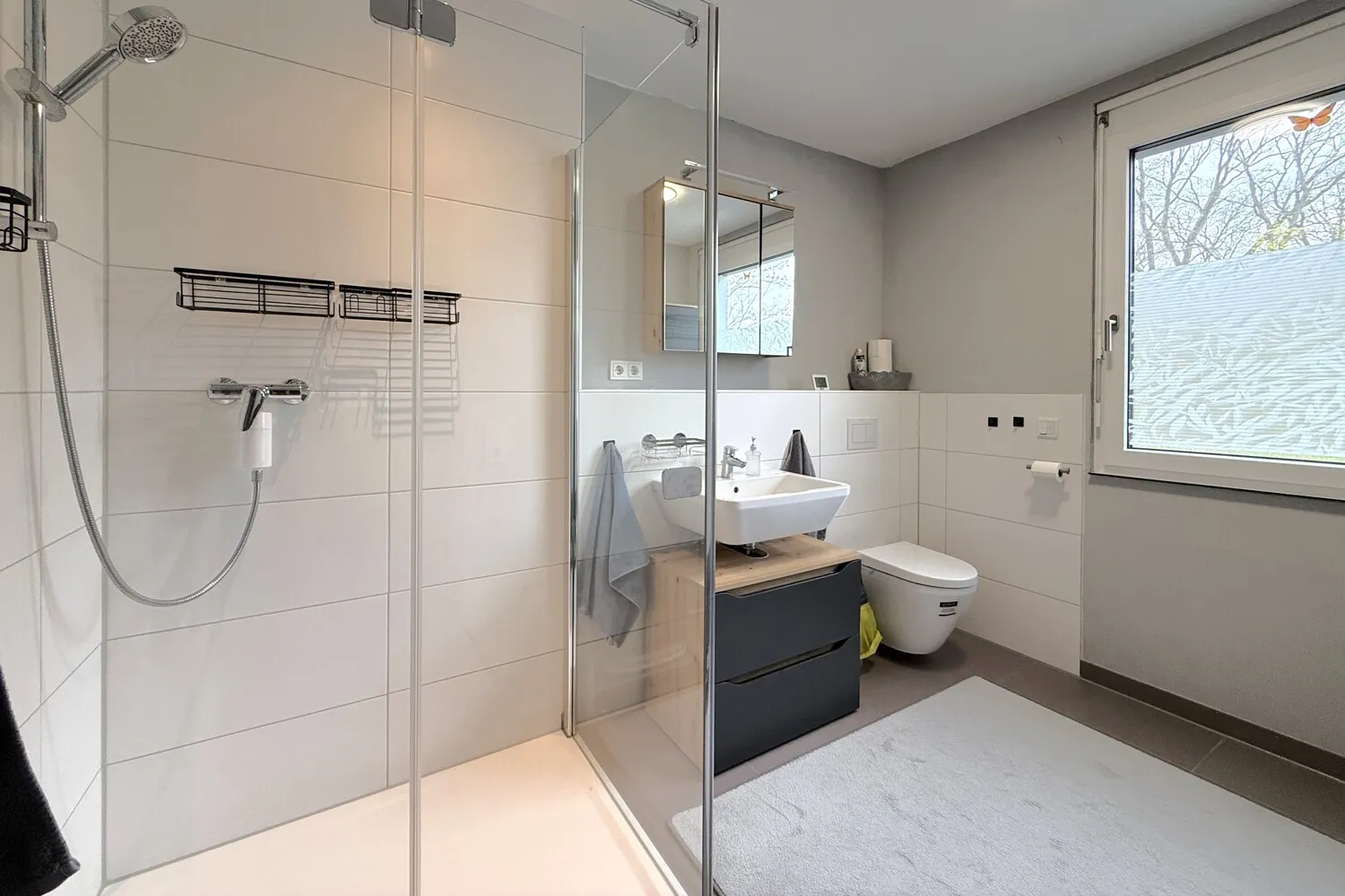 modernes Tageslichtbad mit Dusche