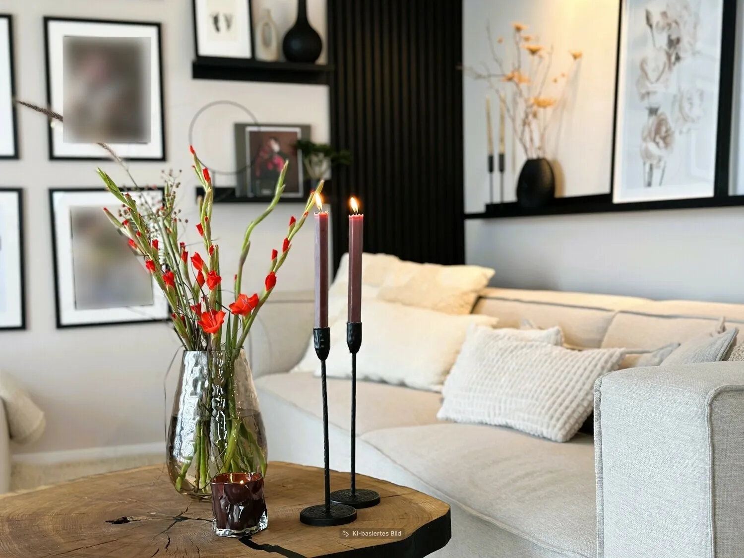 Liebevoll gestalteter Wohnbereich mit stilvollen Details und wohnlichem Ambiente