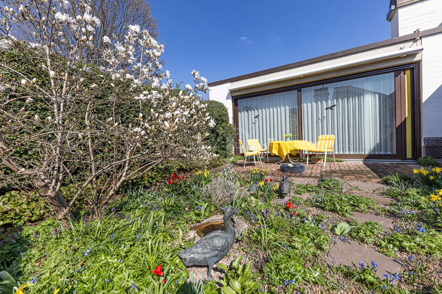 Garten mit Blick auf die Terrasse