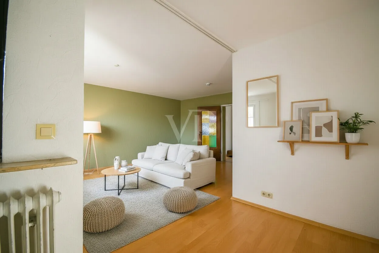 Blick ins Wohnzimmer KI