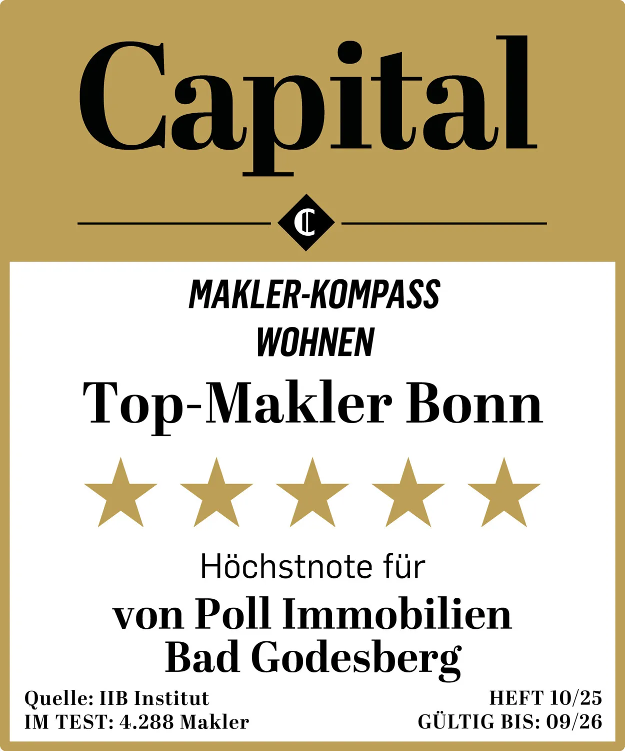 Siegel Wohnen 5 Sterne Bonn v.Poll Bad Godesberg