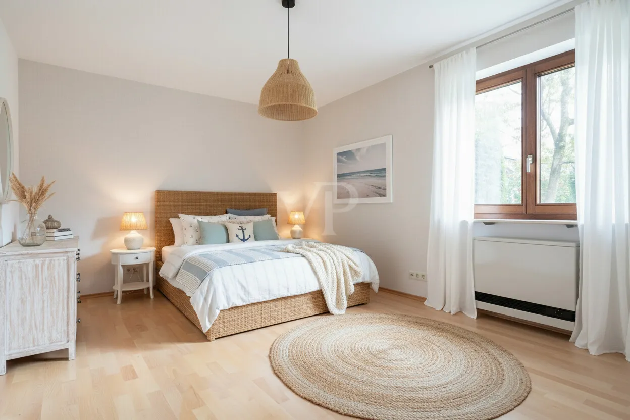 Einliegerwohnung - Schlafzimmer - Illustration möbliert