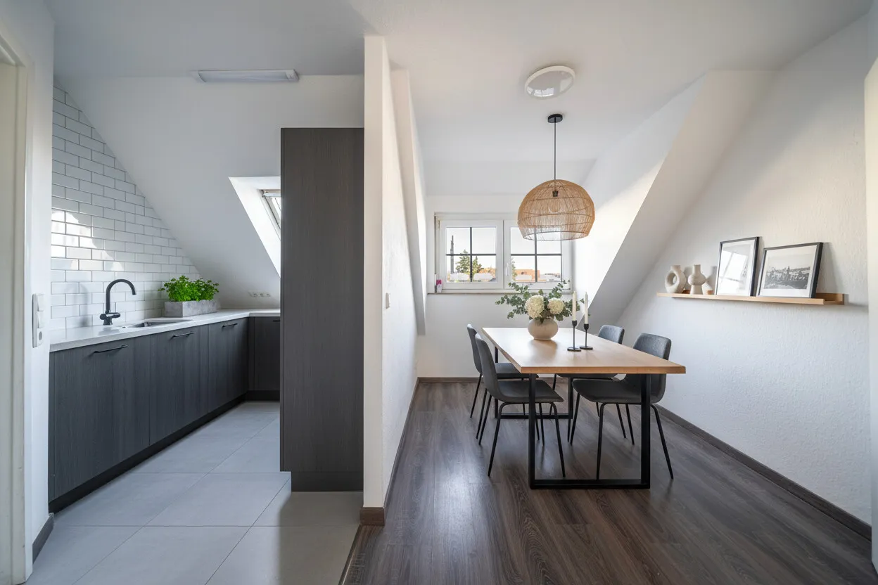 Essbereich und offene Küche - Illustration