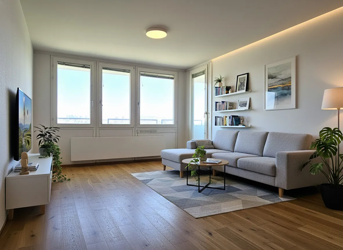 Wohnzimmer - KI generiertes Bild nach Renovierung