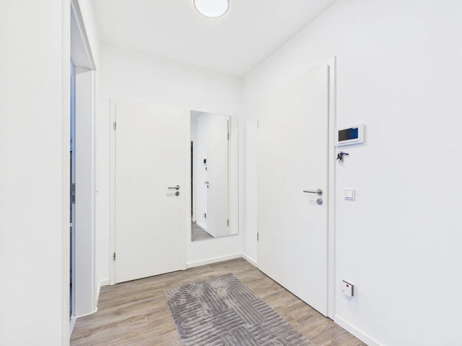 Große Diele und Wohnungstür mit Videosprechanlage