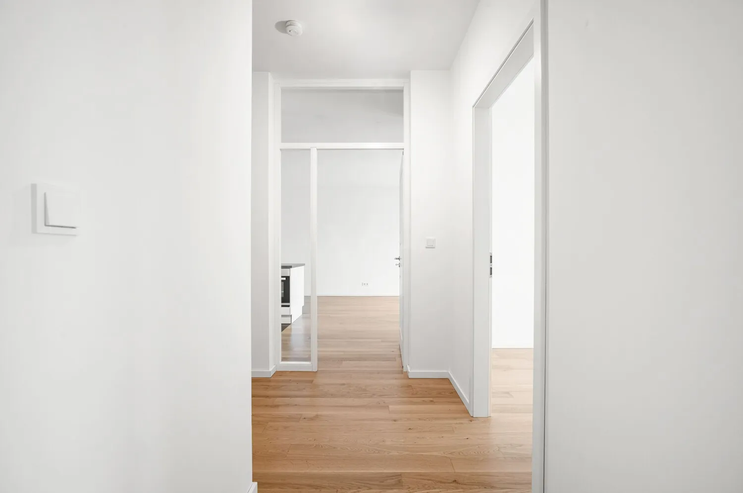 Blick vom Flur zum Wohnbereich