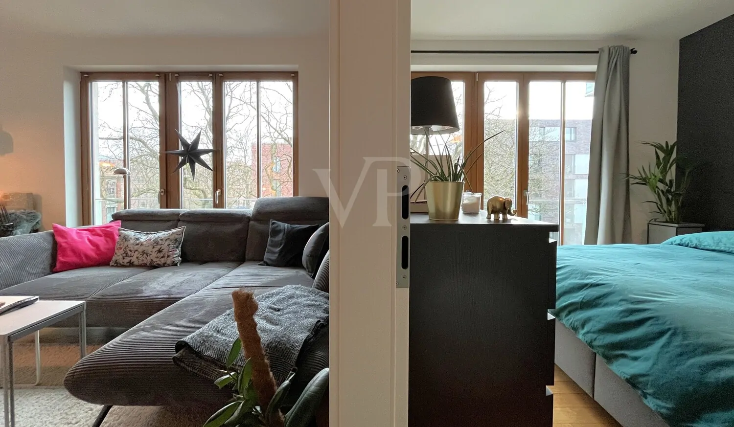 Schlafen und Wohnen mit bodentiefen 3-fach verglasten Fenstern