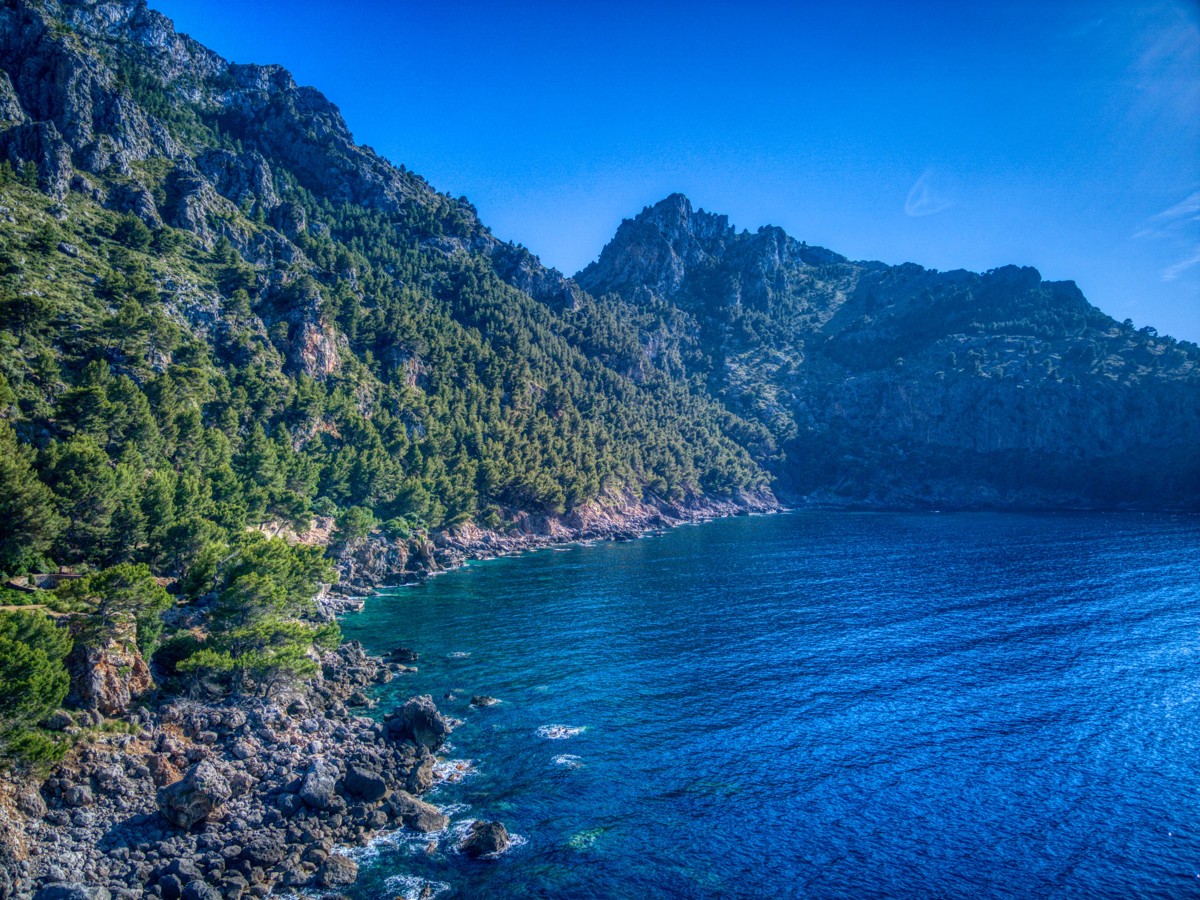 Vast and breathtaking coastal landscape in the first line of the sea in the heart of the Unesco World Heritage Tramuntana between Cala Tuent and Soller