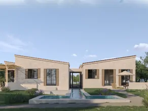 Fachada y piscina