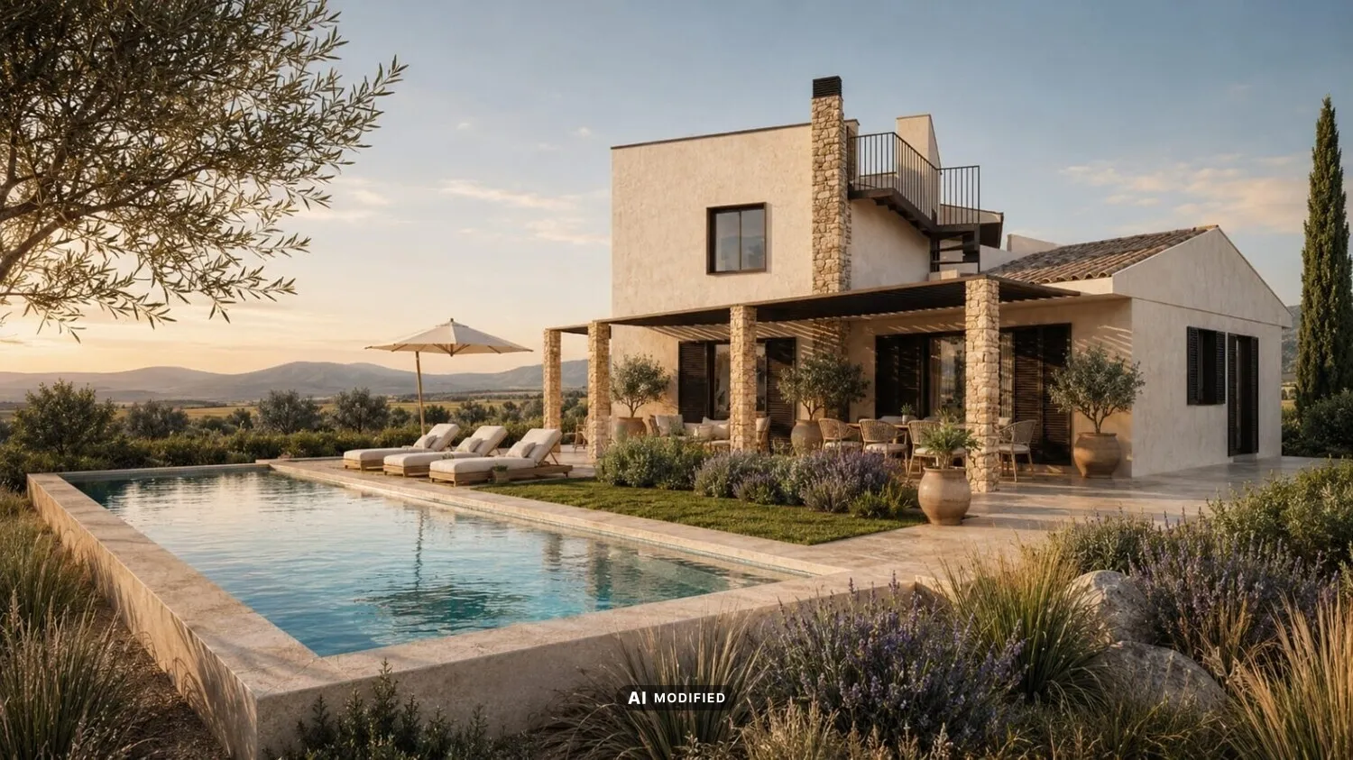 Fassade, Pool, Garten