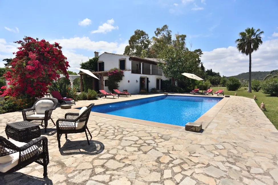 Pool area of the Finca near Pollensa, Mallorca