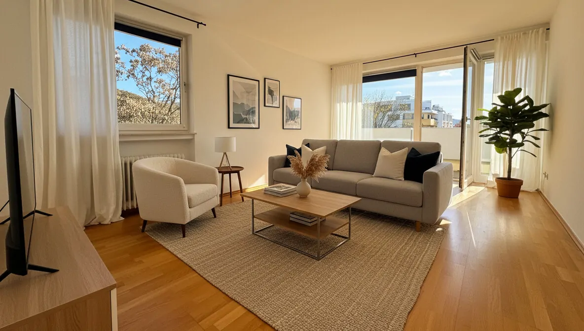 Wohnzimmer virtuelles Homestaging