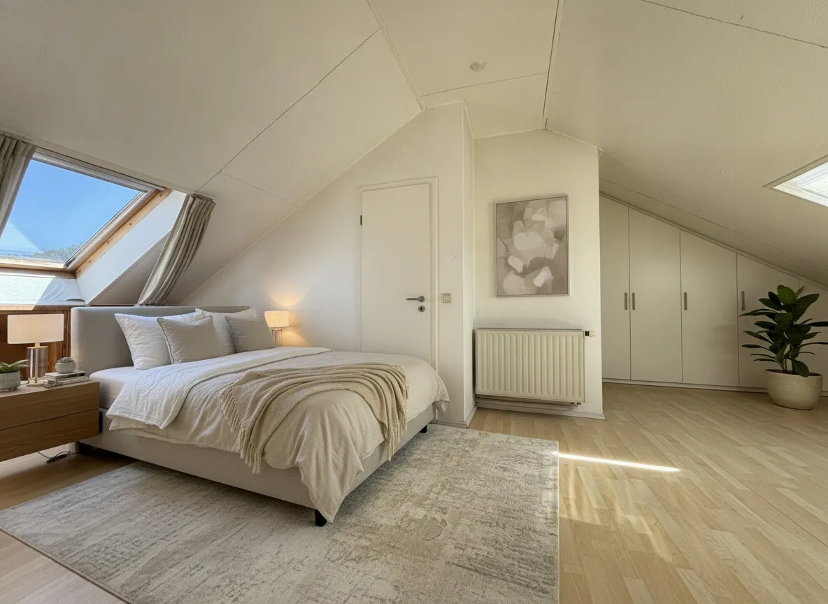 Schlafbereich Dachstudio  virtuelles Homestaging