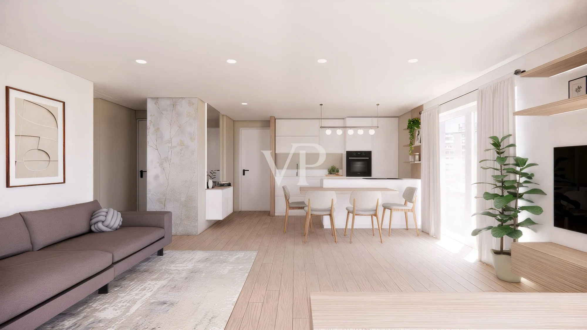 Moderno y luminoso apartamento de dos dormitorios con terraza