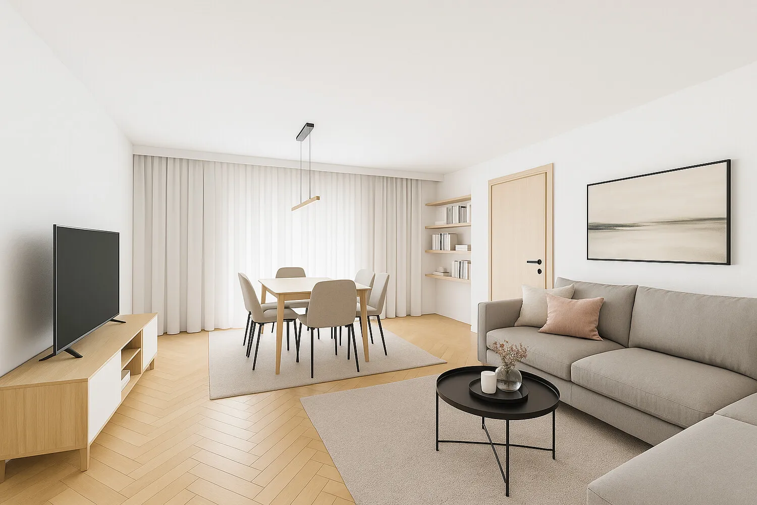 Wohnzimmer - Wohnbeispiel mit KI