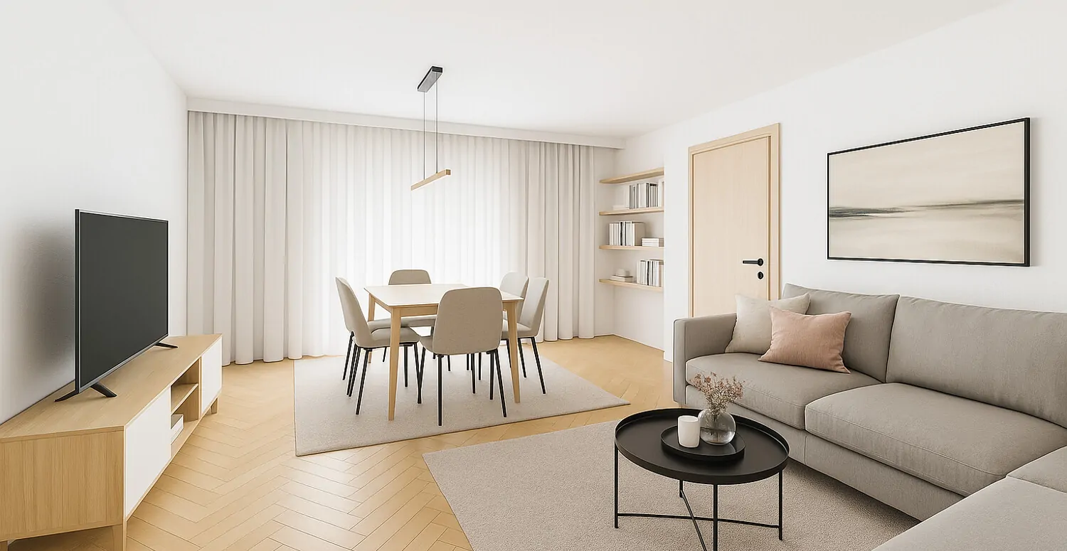 Wohnzimmer - Wohnbeispiel mit KI