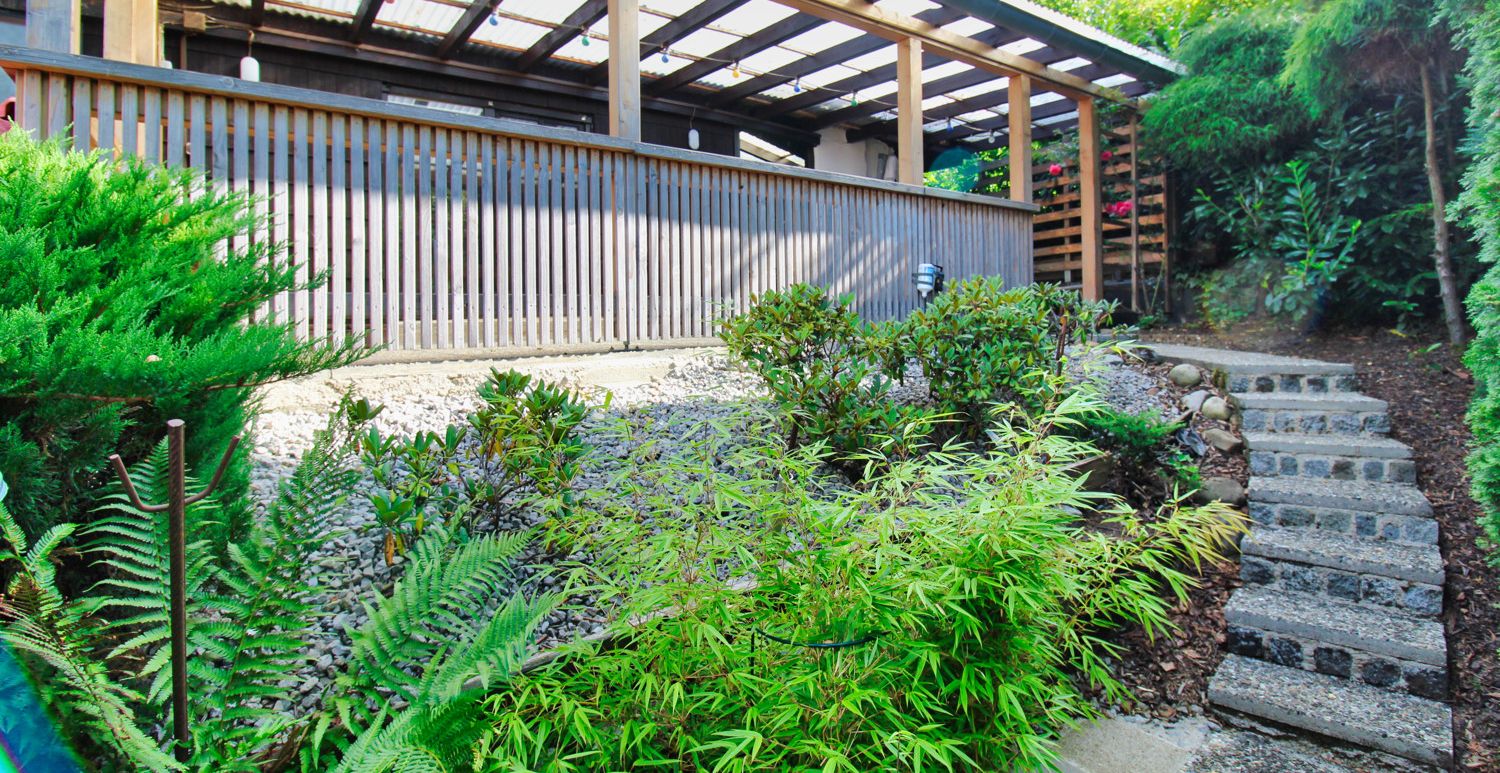 Zugang vollständig überdachte 8 x 3 Meter Terrasse