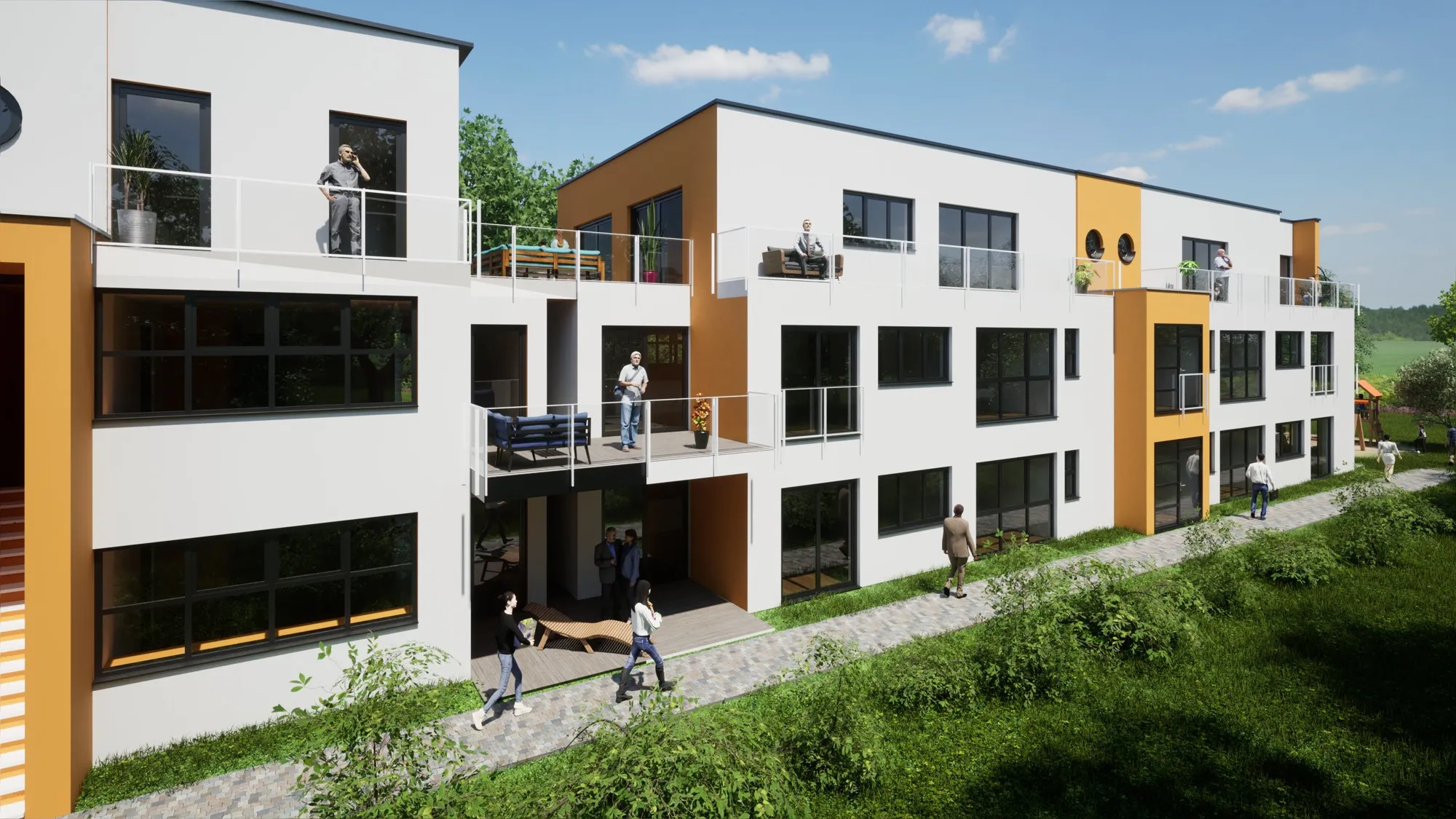 Planned: 21 apartments, underground parking, bistro & integrated care services (*Replanning included)