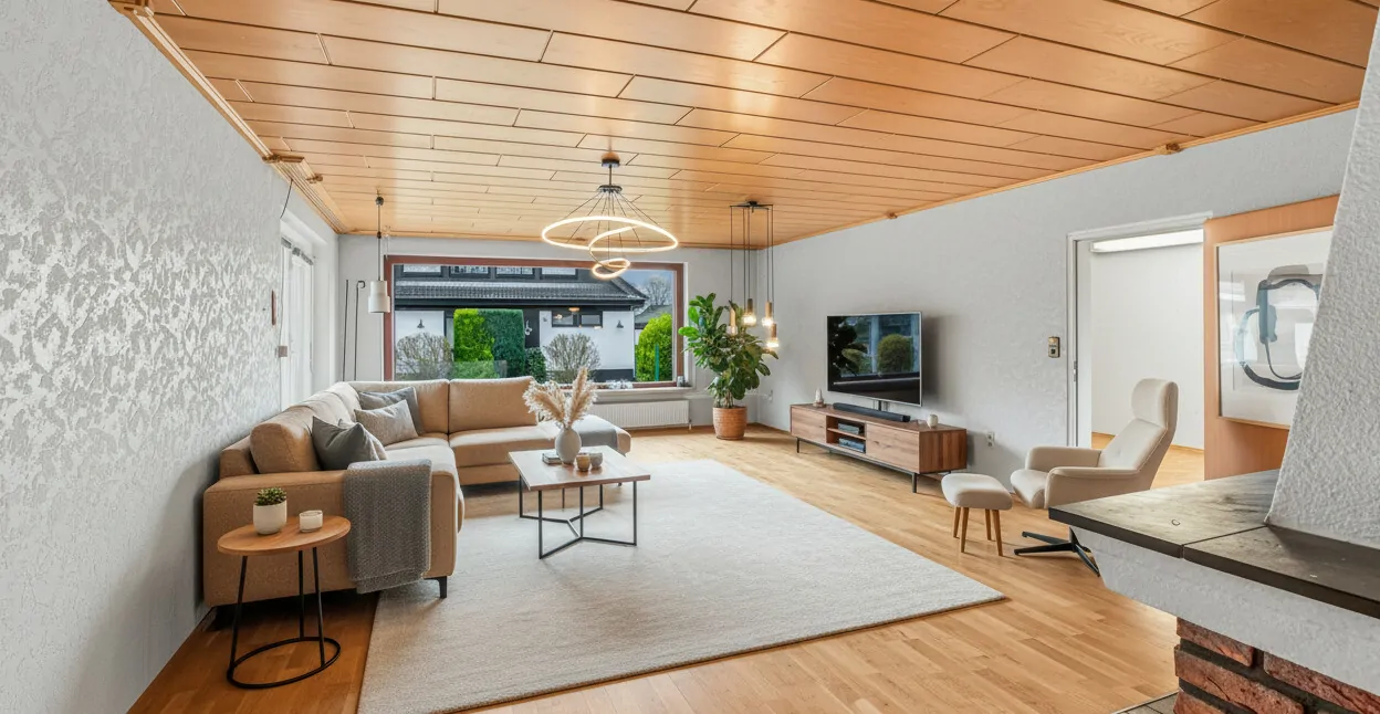 Wohn- und Esszimmer im Erdgeschoss (KI Einrichtungsbeispiel)