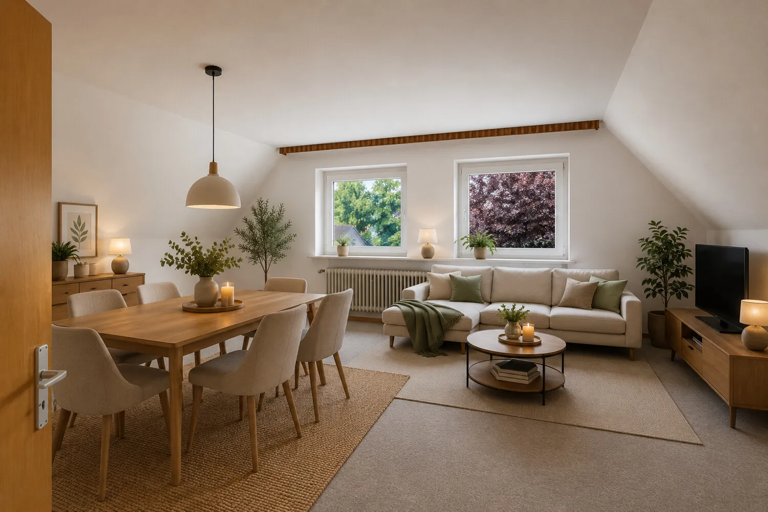 Wohnzimmer im DG - KI-generiert oder Schlafzimmer III