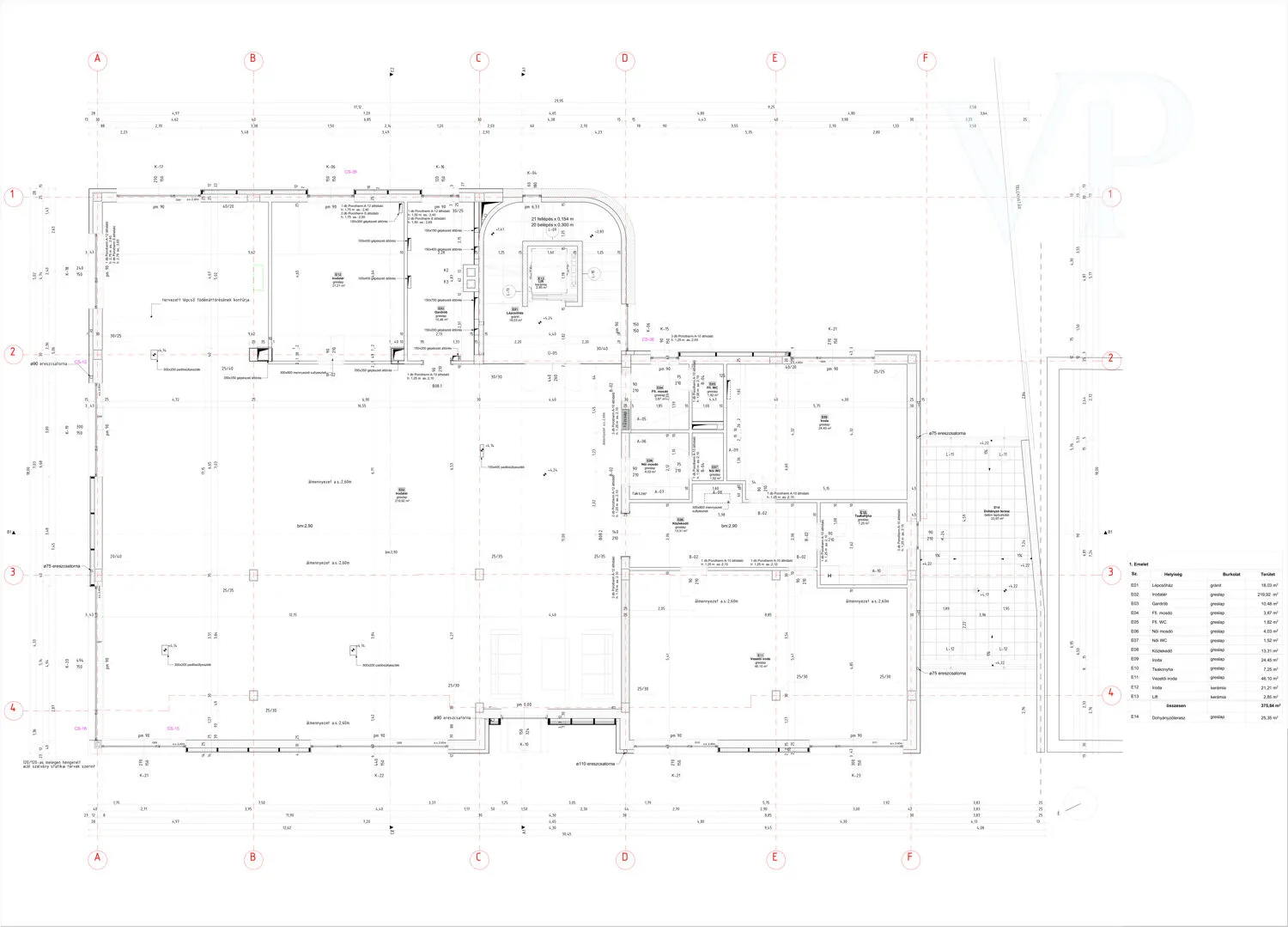 1. emeleti alaprajz