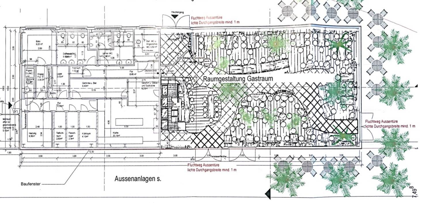 Grundriss Gastroräume und Terrassen