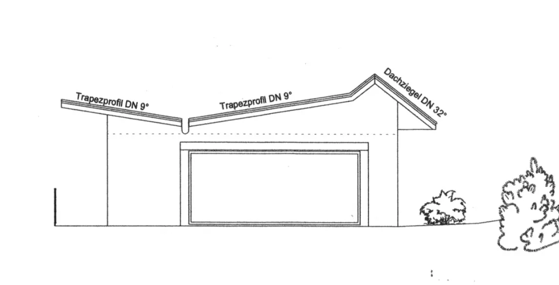 Ansicht West - Schmetterlingsdach