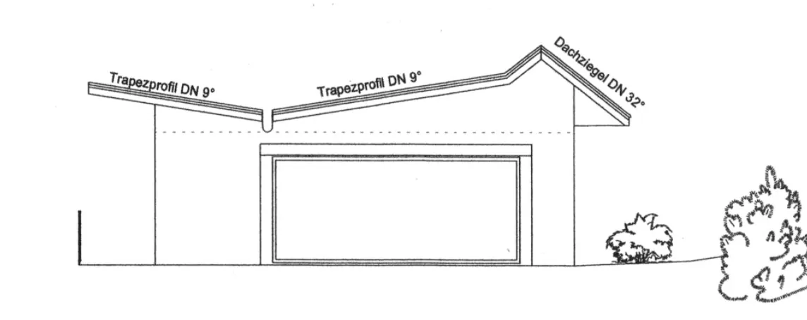 Ansicht West - Schmetterlingsdach