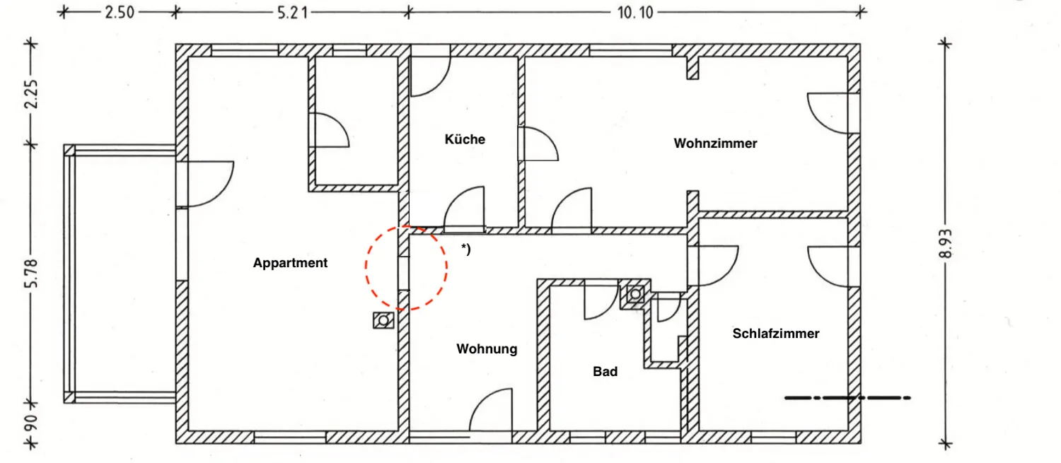 Grundriss Obere Wohnung u. Appartment Kopie