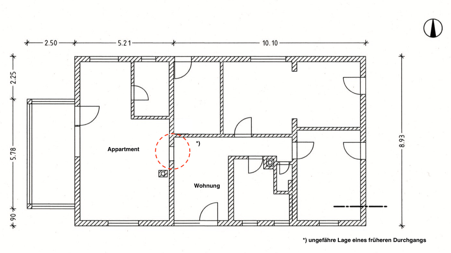 Grundriss Obere Wohnung u. Appartment