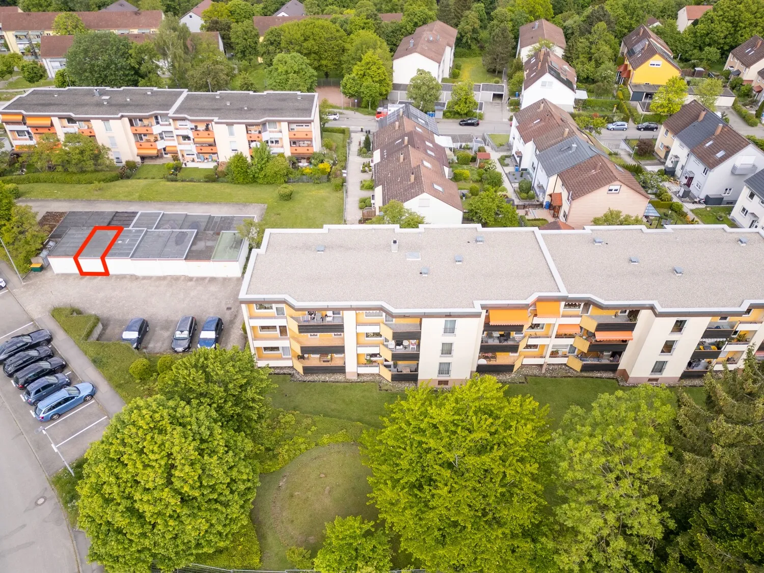 Luftbild mit Markierung Garage