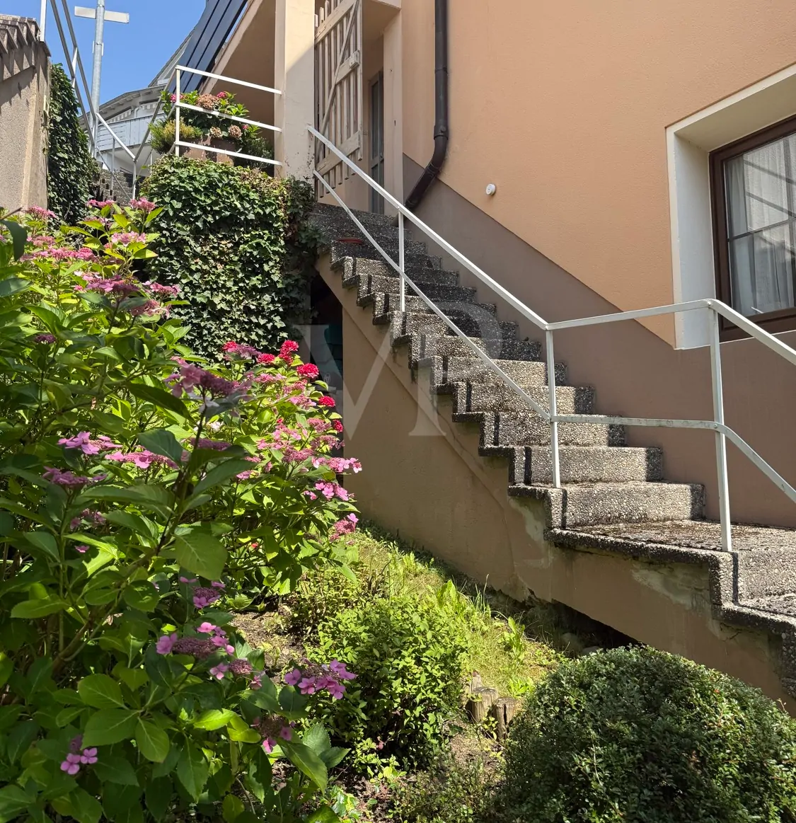 Treppe von Garten zu Eingang