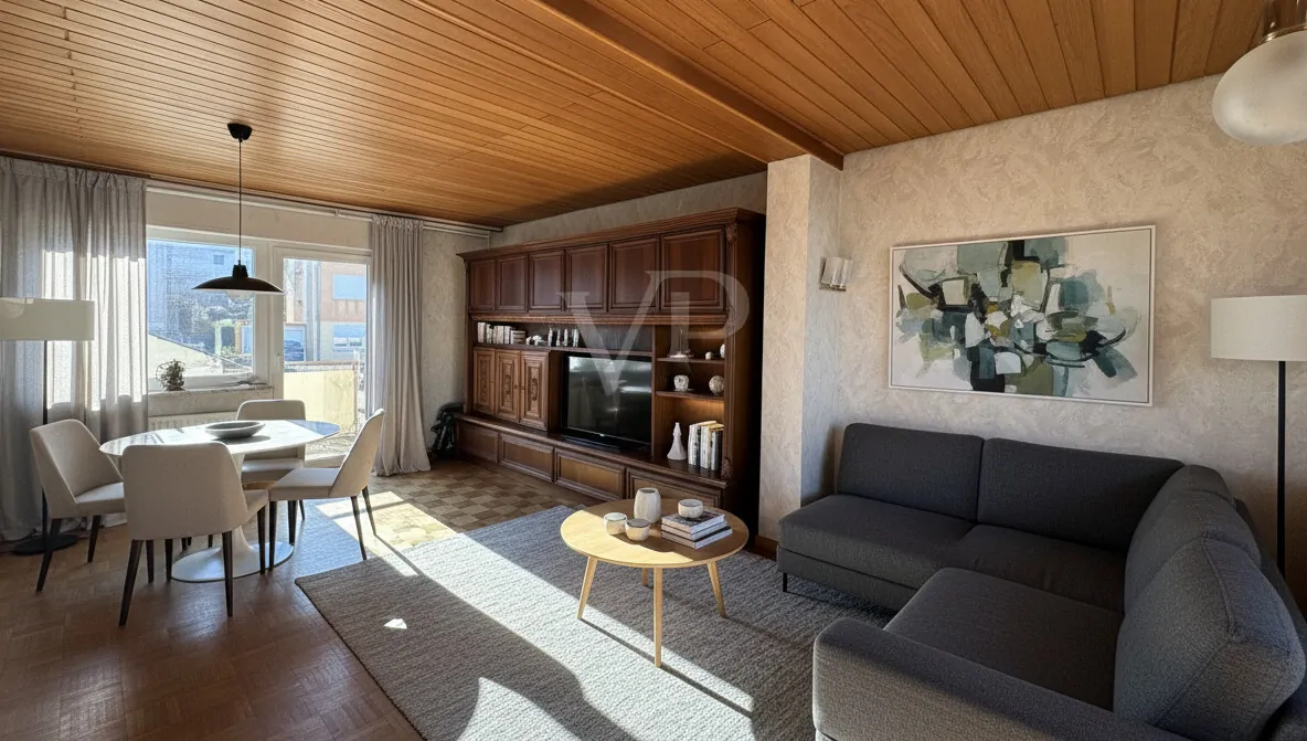 Großzügiges Wohnzimmer KI-Staging