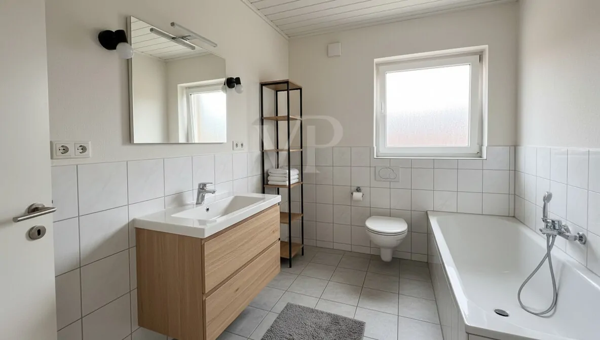 Badezimmer mit Wanne KI-Staging