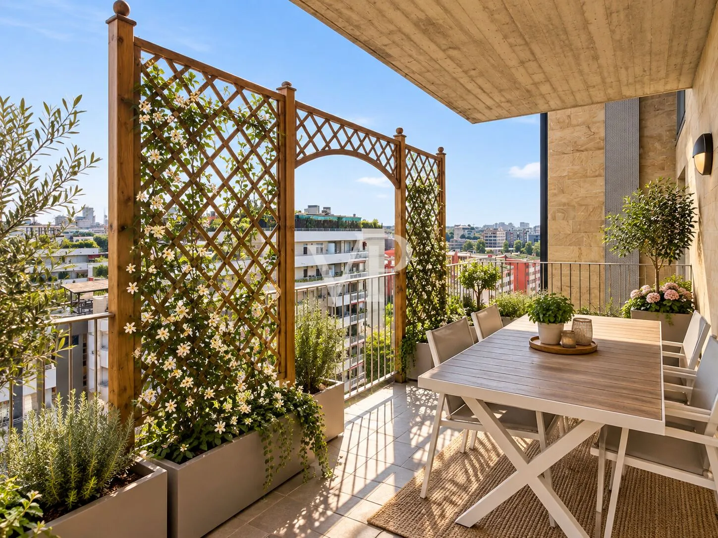 Renovated three-room apartment on an upper floor with a garage