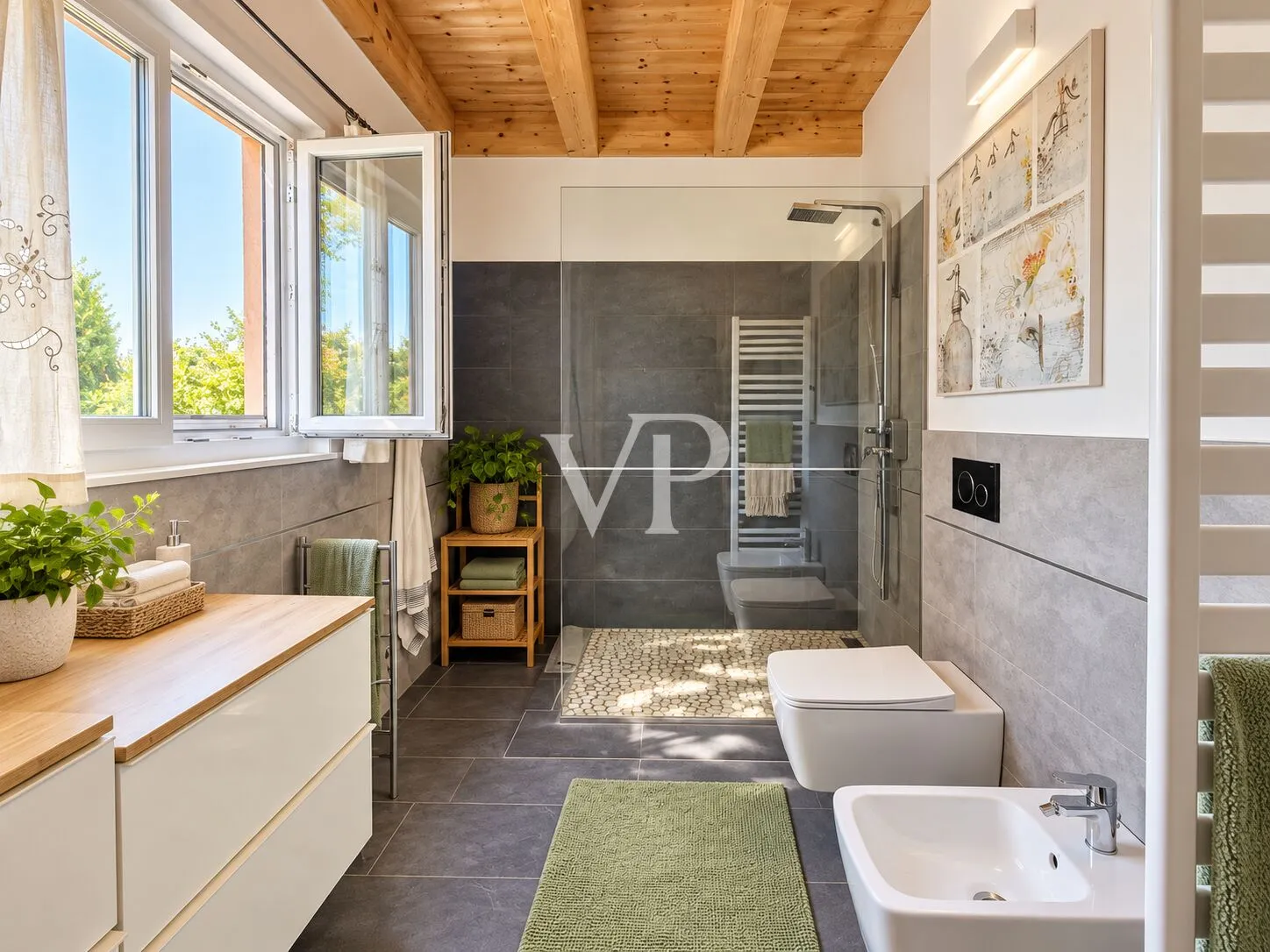 Sehr helle Villa mit großem Garten, gebaut in energieeffizientem Gebäude mit Photovoltaik-Anlage