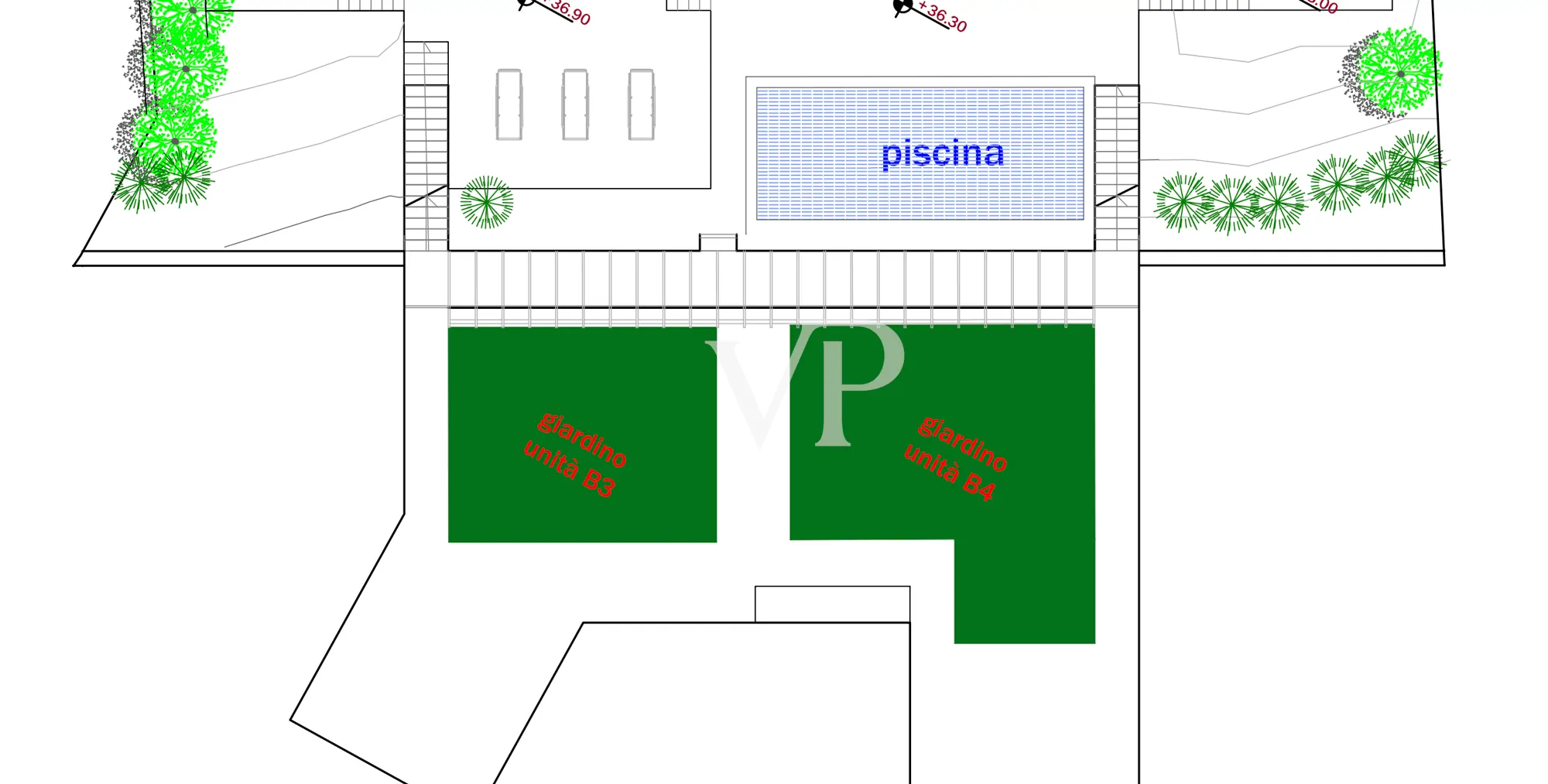 Edificio B - pianta del tetto