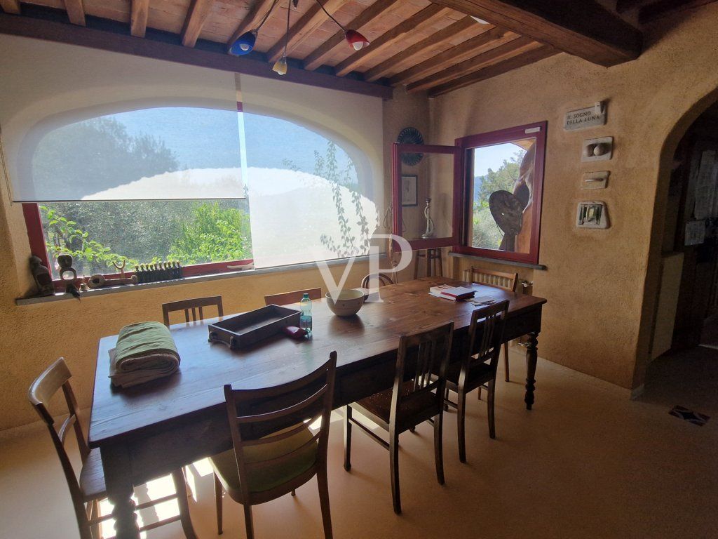 Schönes Bauernhaus in den Hügeln von Camaiore mit Meerblick