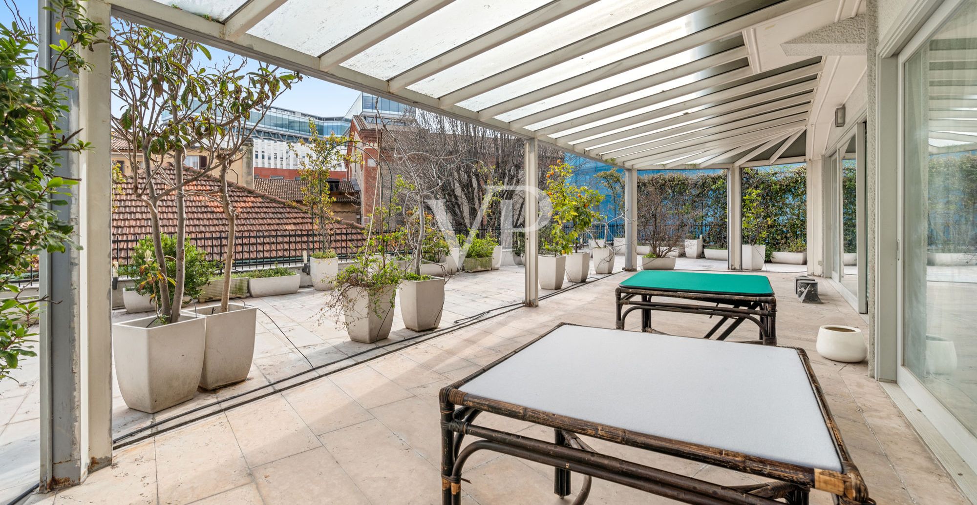 Parte del terrazzo coperto dalla pergola