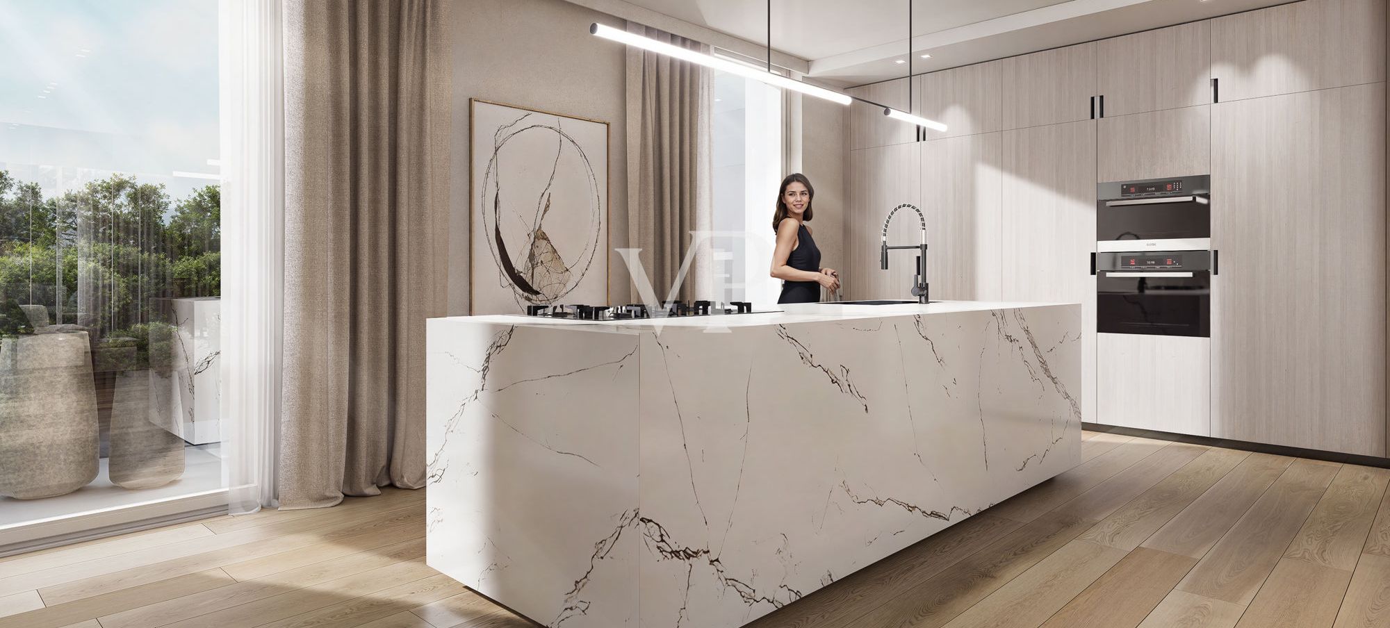 Render Cucina Abitabile con isola