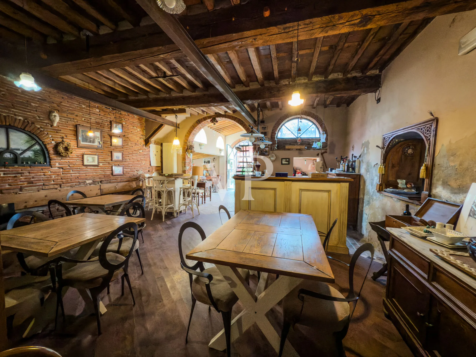 Historische Villa mit mehreren Nebengebäuden am See