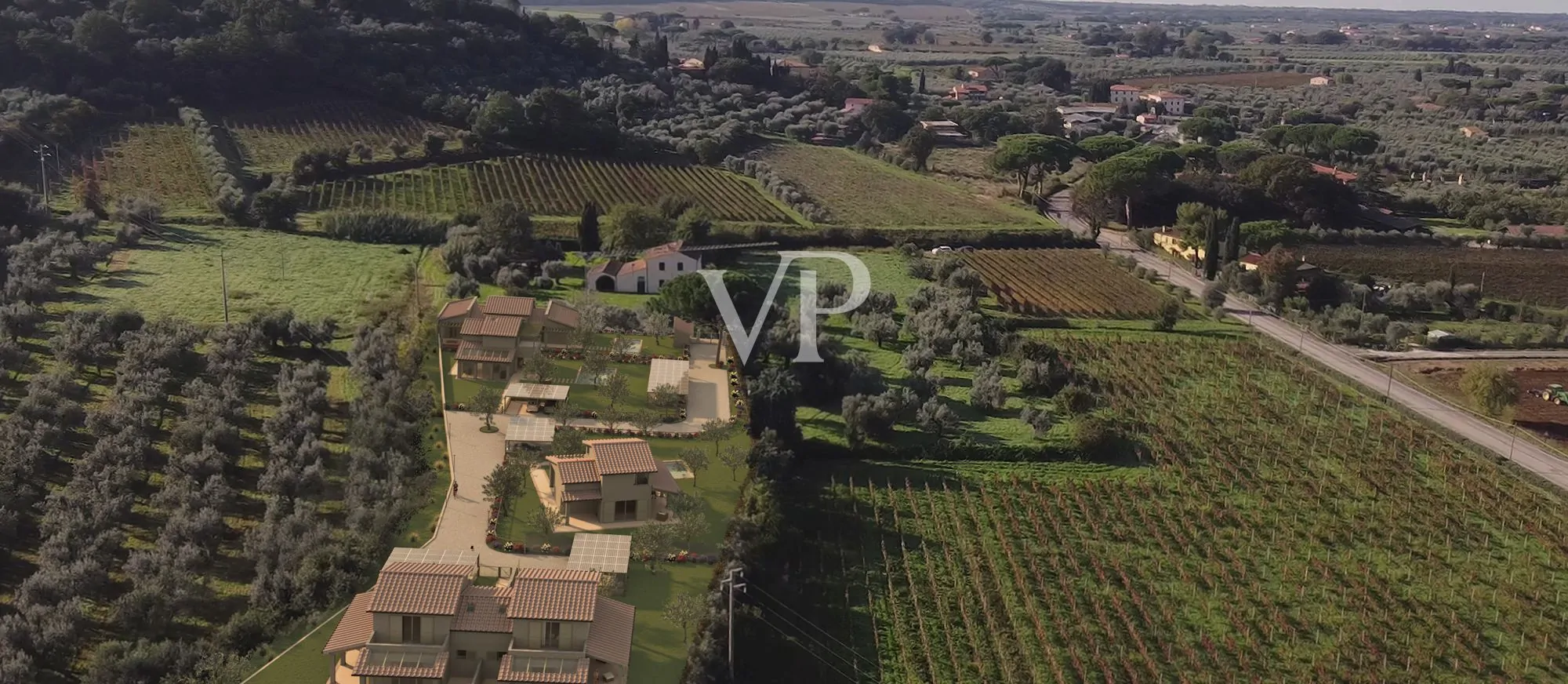 Ville Bolgheri render aereo copia