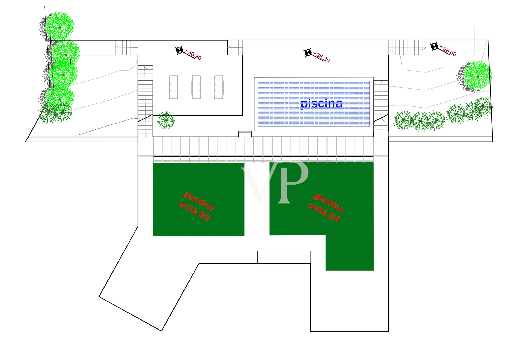 Edificio B - pianta del tetto