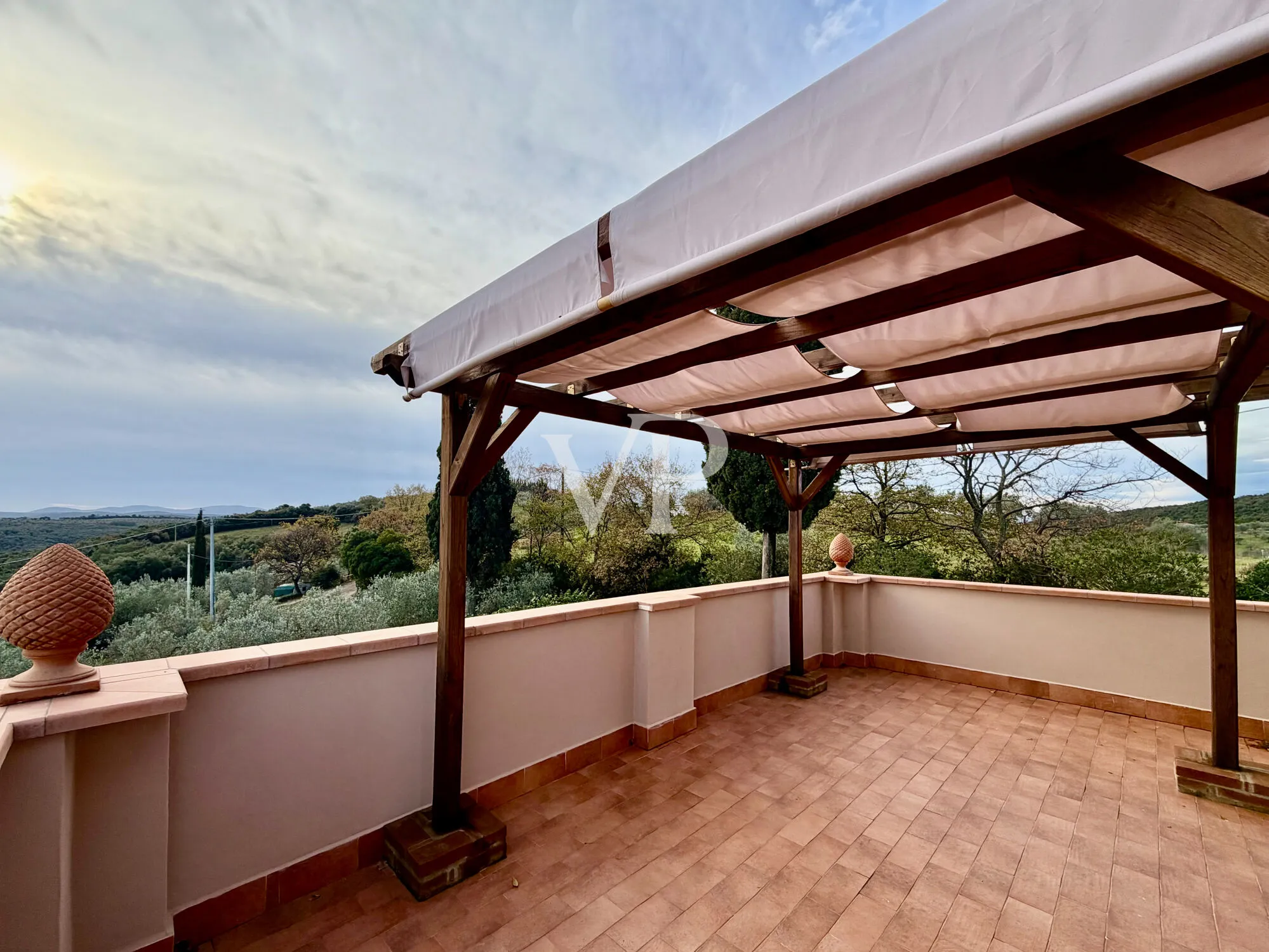 Renovated farmhouse with panoramic views of Massa Marittima and private garden in Tuscan Maremma