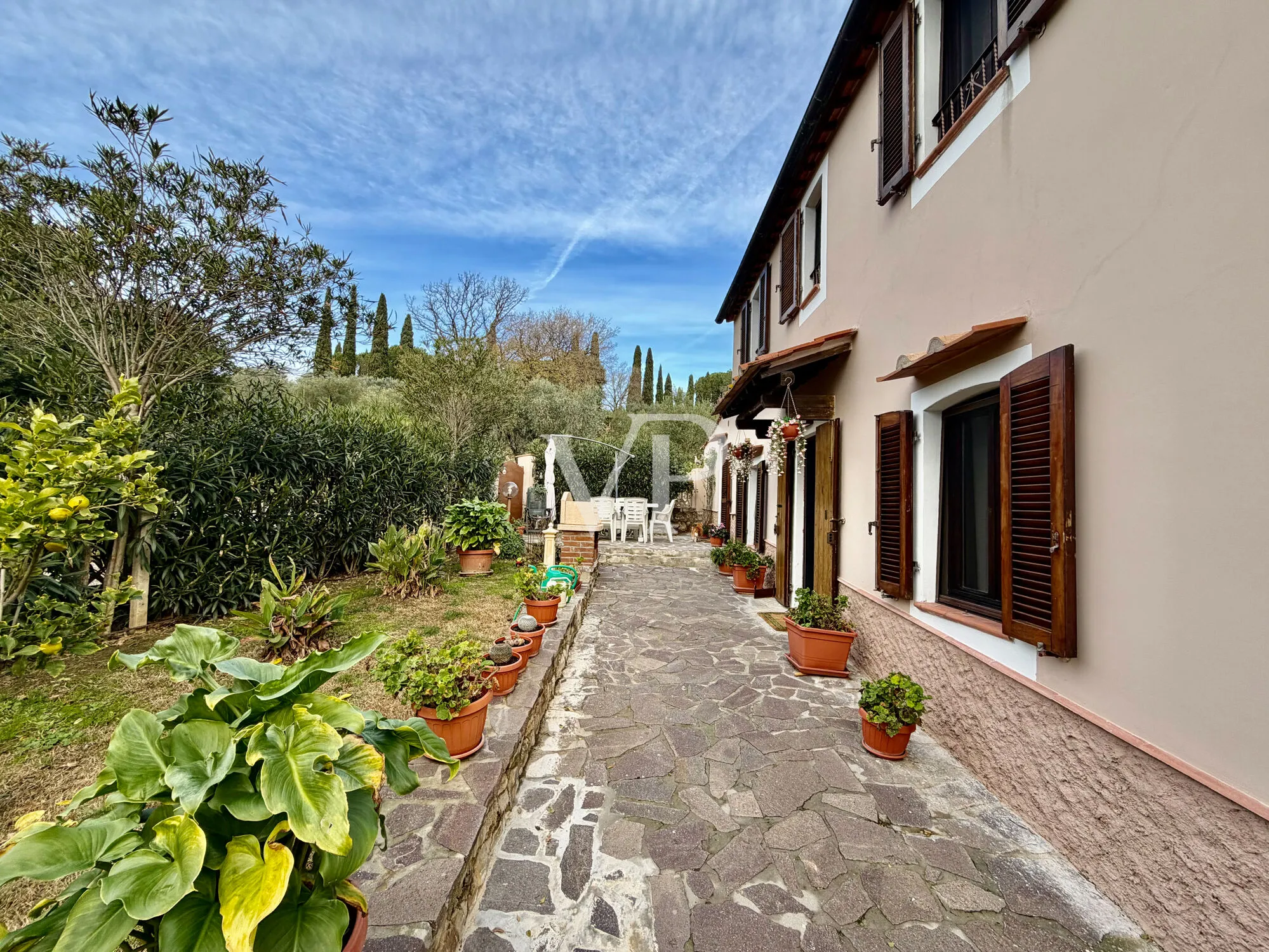 Renovated farmhouse with panoramic views of Massa Marittima and private garden in Tuscan Maremma